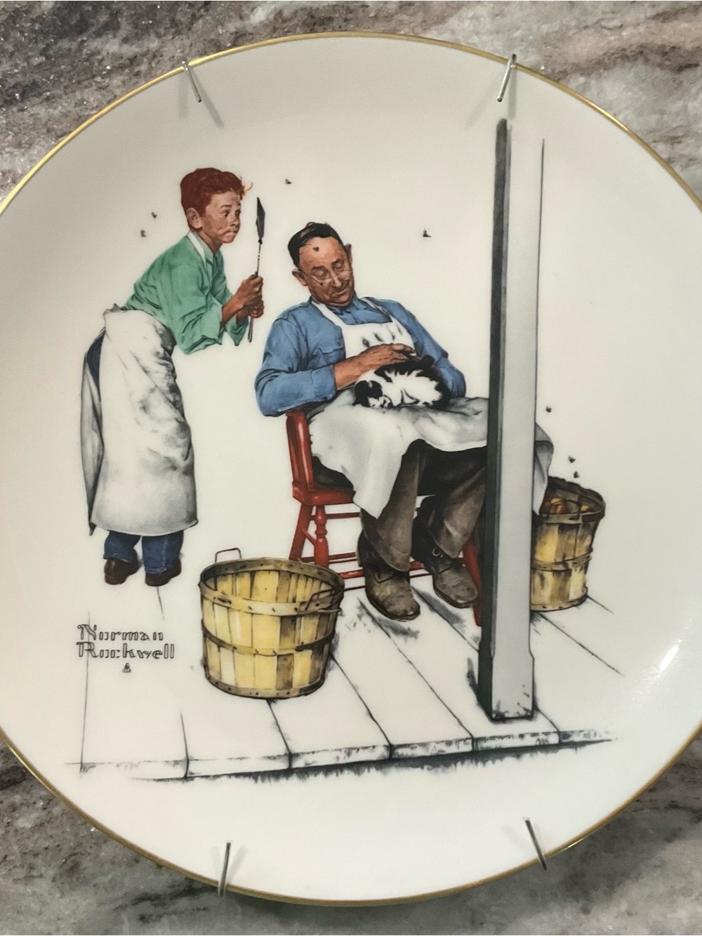 Gorham Decorative Plate with White, Blue, Green and Brown Illustration